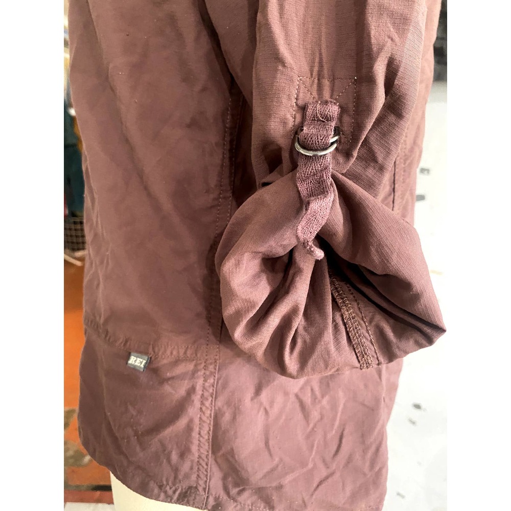 REI Women's Button Down Hiking Shirt UPF30+ Lightweight Roll Tab Sleeves Size L - Picture 3 of 5